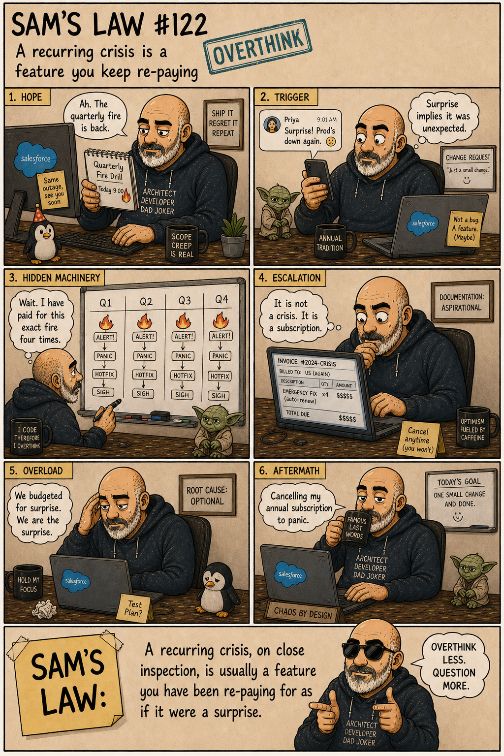 Sam's Law #122: A recurring crisis is a feature you keep re-paying