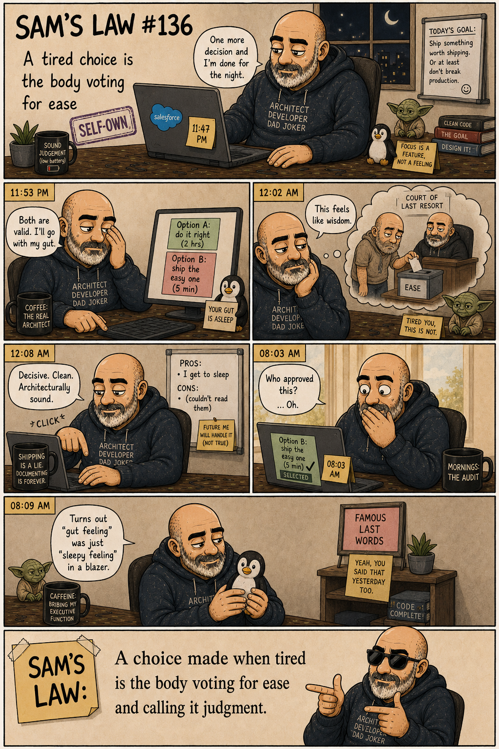 Sam's Law #136: A tired choice is the body voting for ease