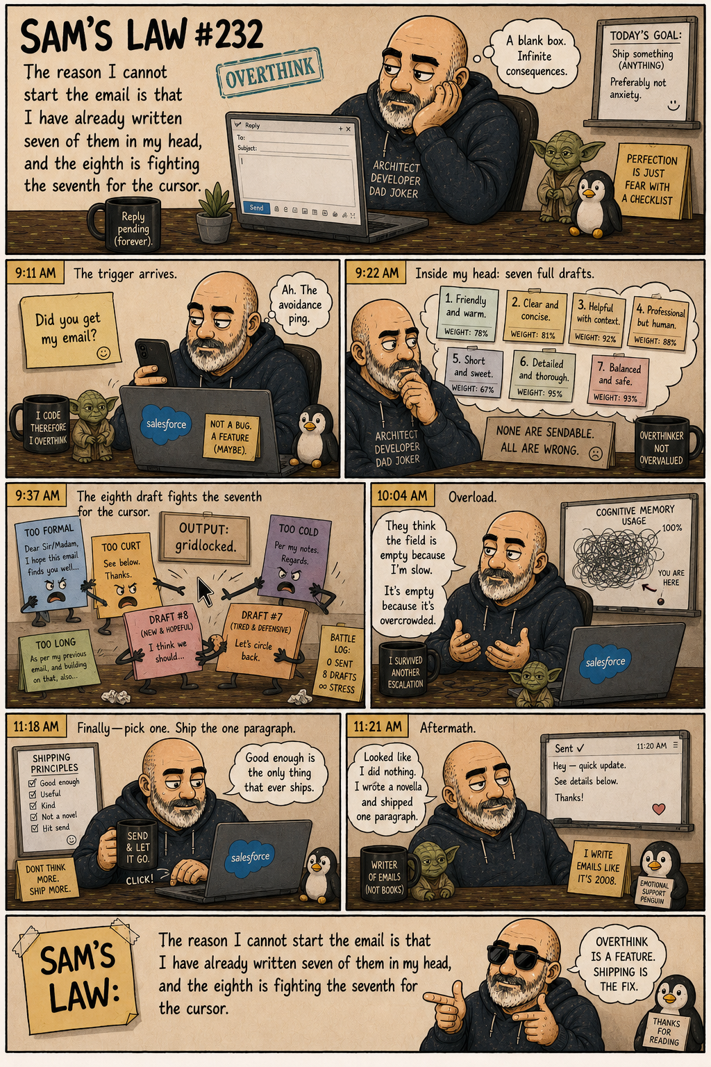 Sam's Law #232: Seven drafts fighting for the cursor