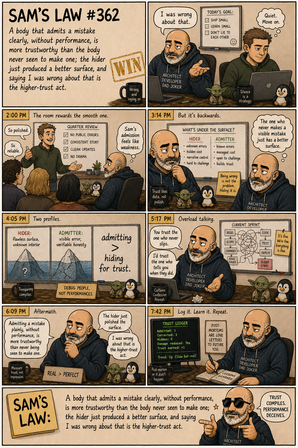 Sam's Law #362: Admitting beats hiding