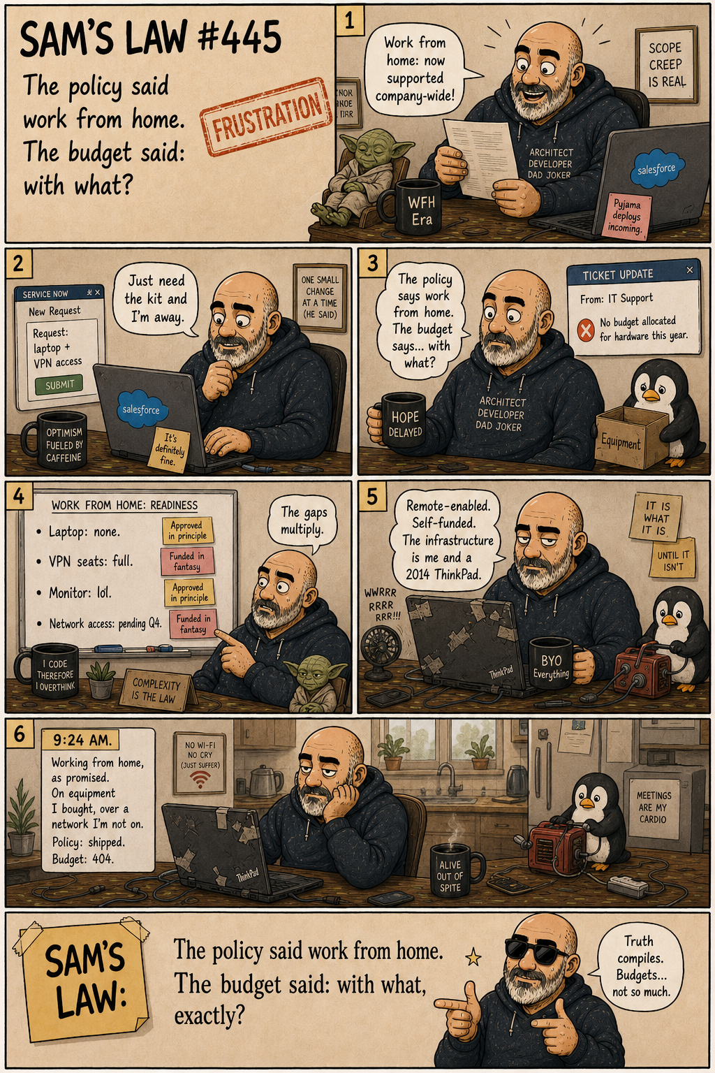 Sam's Law #445: Buy Your Own Laptop