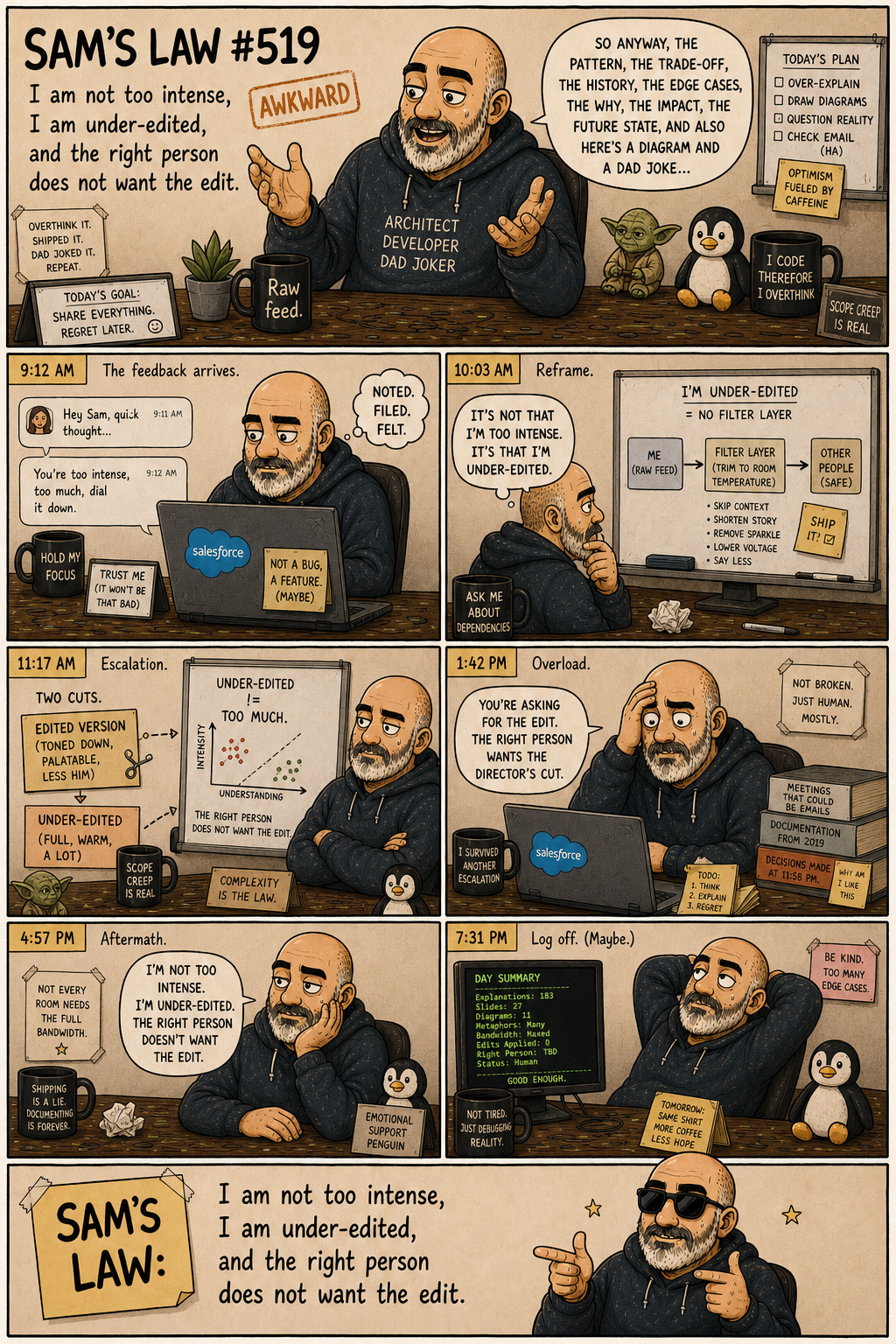 Sam's Law #519: Under-edited, not too intense