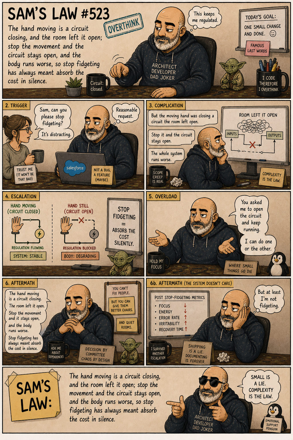 Sam's Law #523: The hand closes the circuit