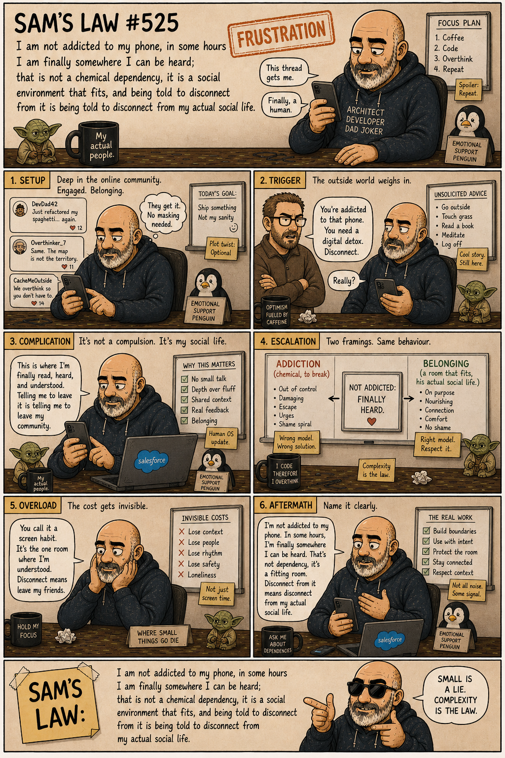 Sam's Law #525: Not addicted, finally heard