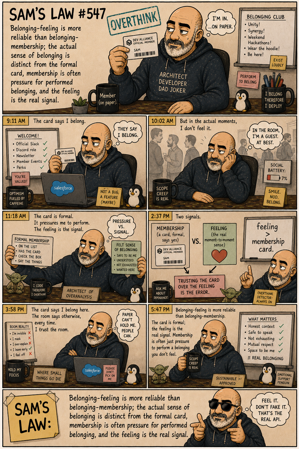 Sam's Law #547: Feeling beats membership