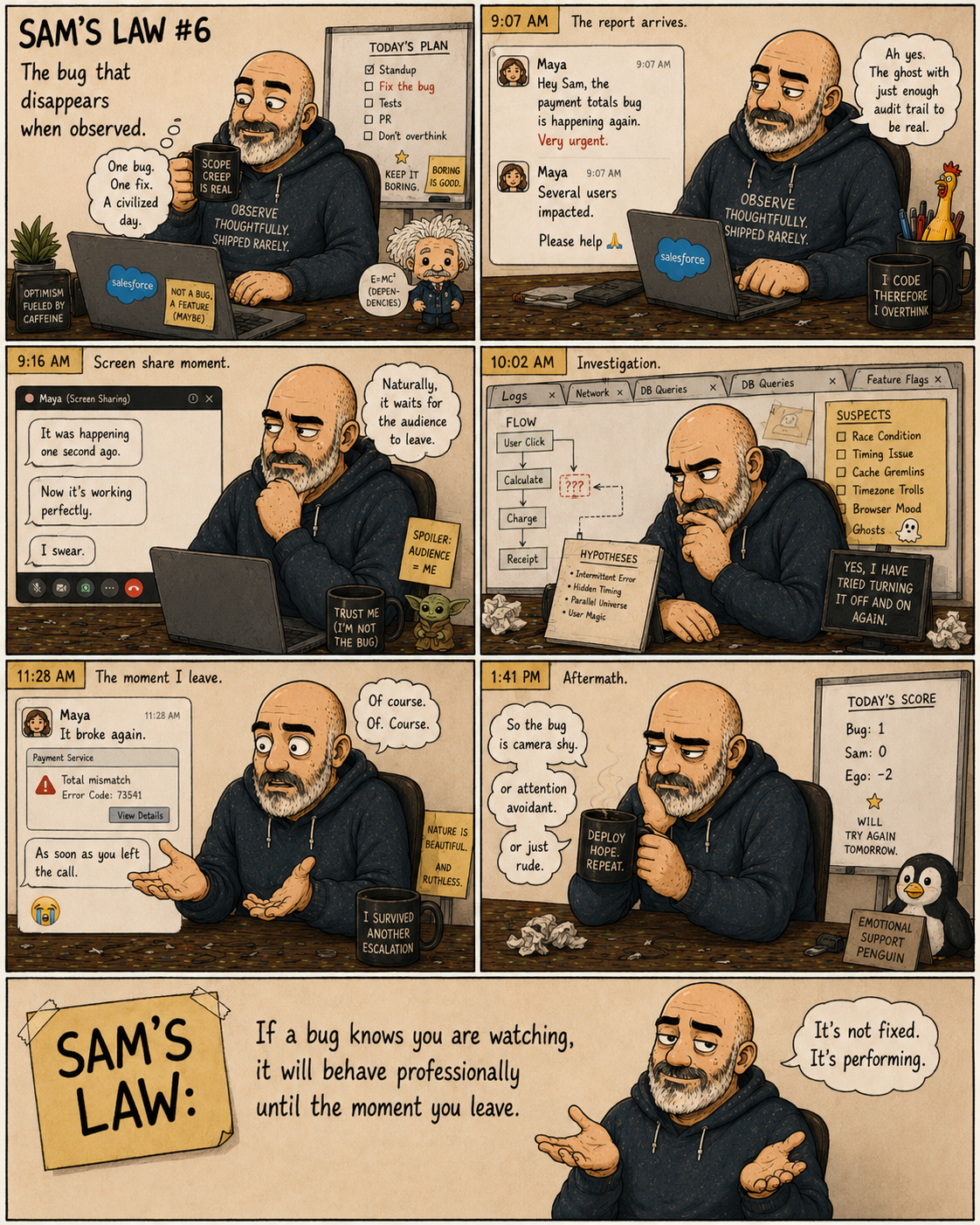 Sam's Law #006: The Bug That Disappears When Observed