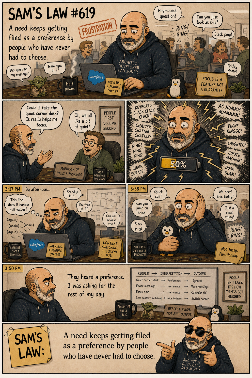 Sam's Law #619: Not Fussy, Just Functioning