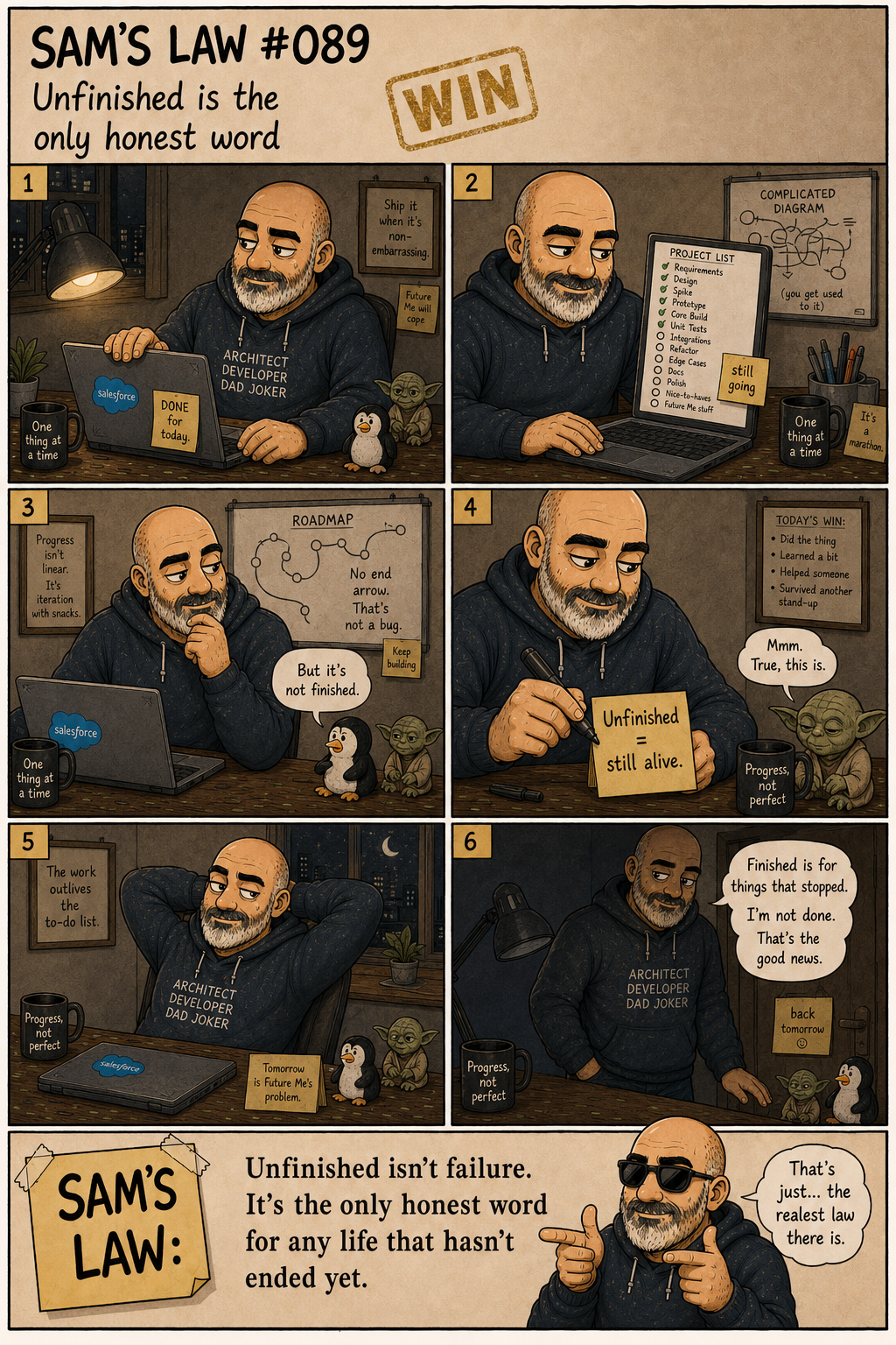 Sam's Law #089: Unfinished is the only honest word