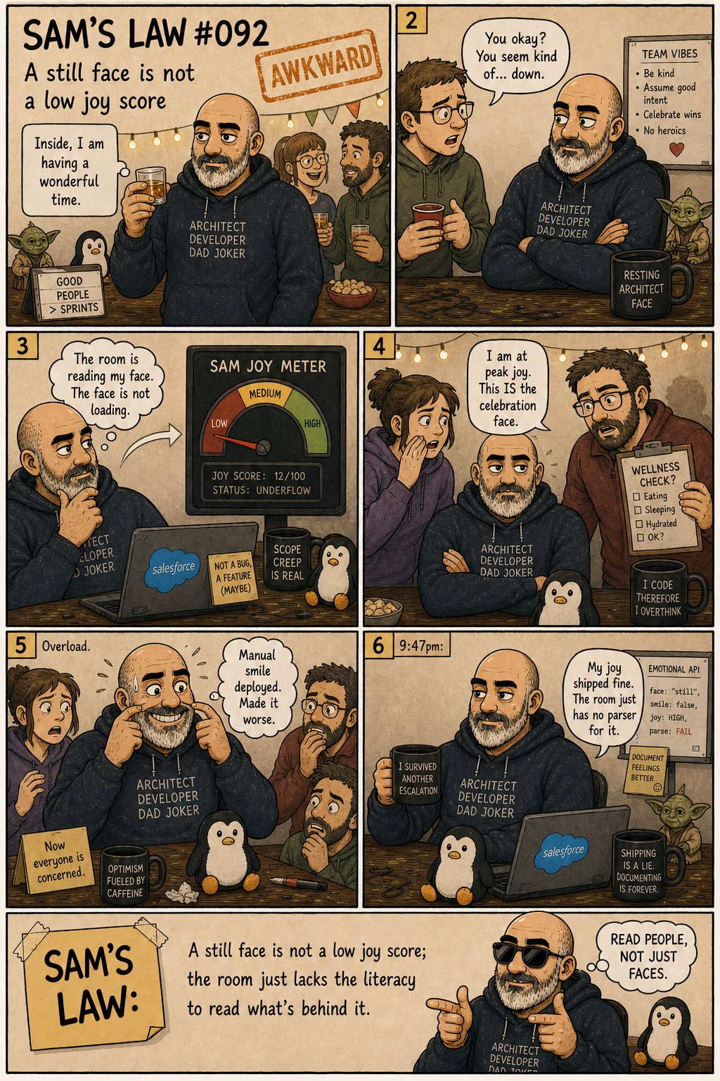 Sam's Law #092: A still face is not a low joy score