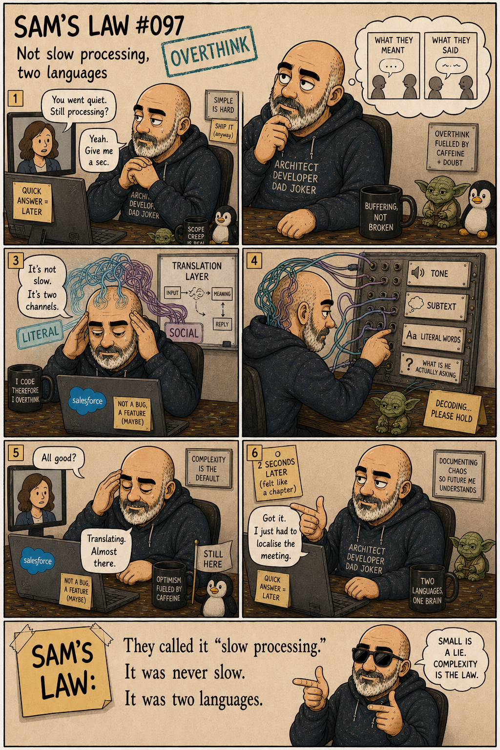 Sam's Law #097: Not slow processing, two languages